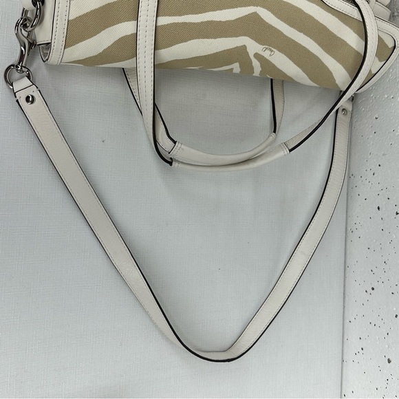 Coach Taylor Zebra Print Marlin Flap Satchel Shoulder Bag - Picture 7 of 15